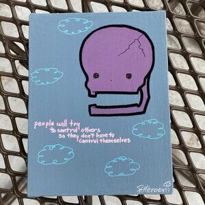 Original cute skull control clouds truism poetry painting